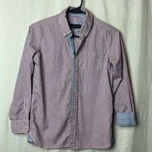 LANDS’ End boys plaid button down dress shirt size Medium flip cuff